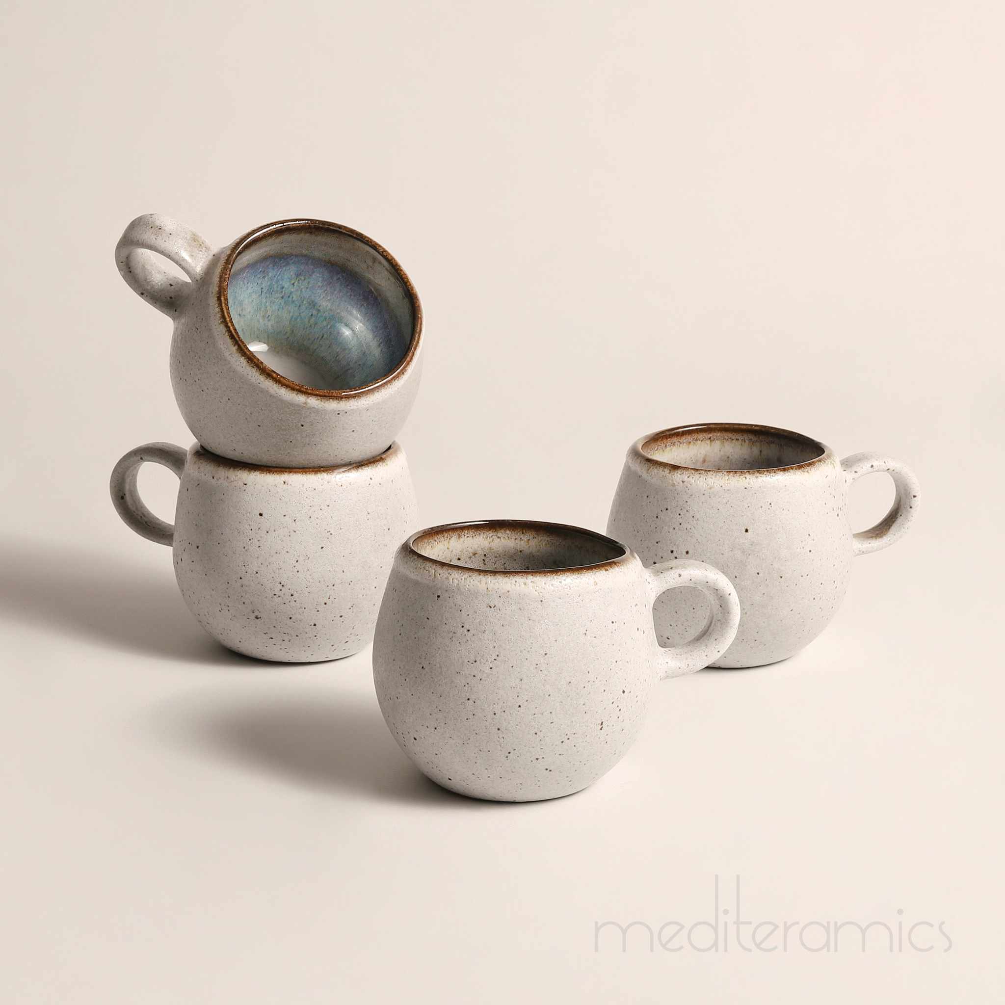 Cerayla 4er-Set Kaffee Tassen – handgefertigte Keramik aus Portugal | Mediteramics
