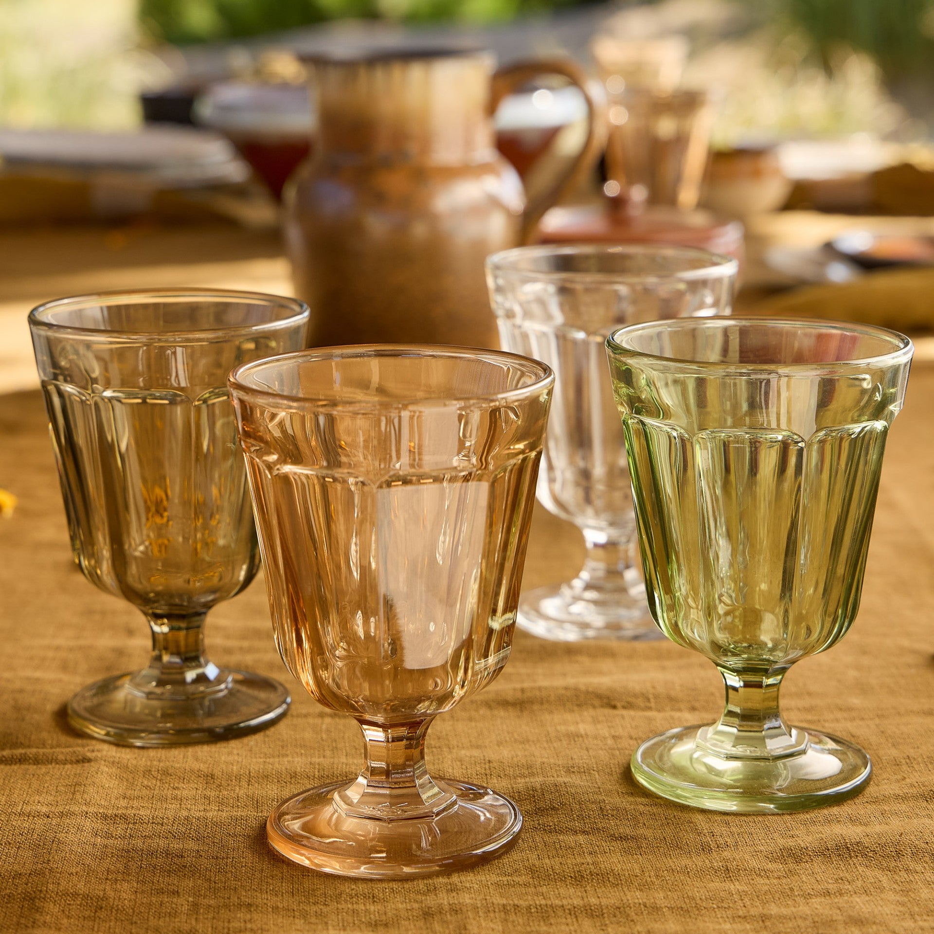 Orivella 6er-Set Wassergläser – getönt, mediterraner Stil | Mediteramics