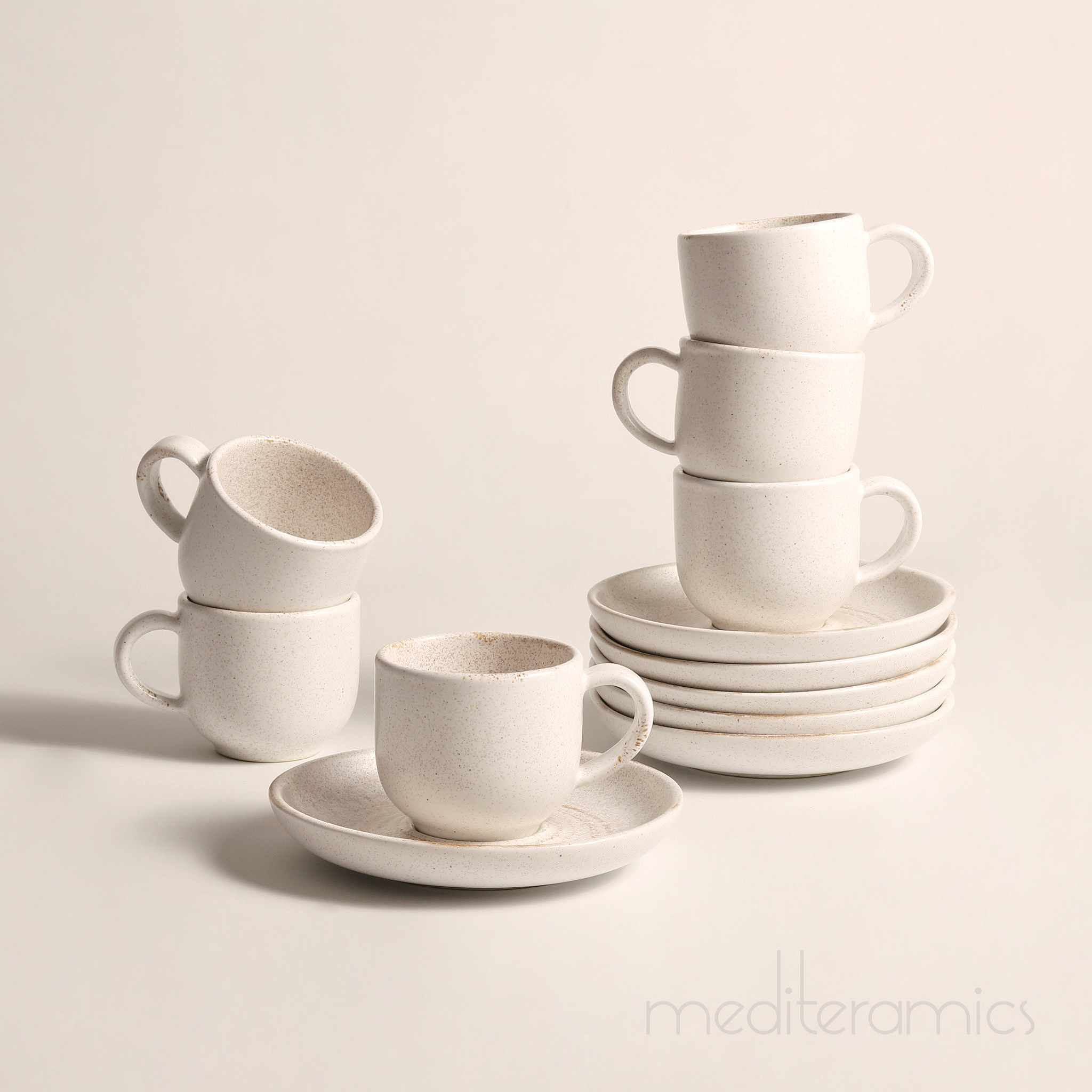 Alviva 6er-Set Espressotassen – handgefertigte Keramik aus Portugal | Mediteramics