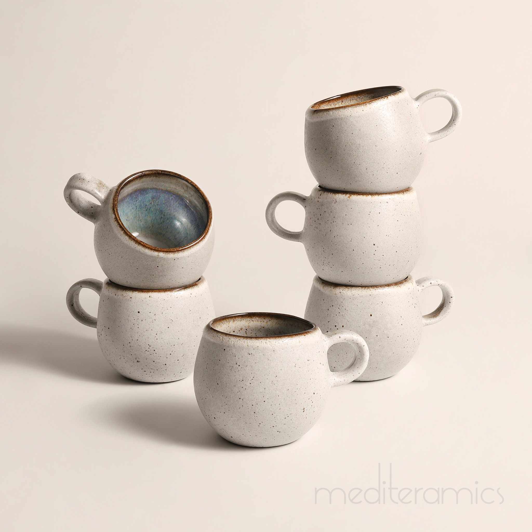 Cerayla 6er-Set Kaffeetassen – handgefertigte Keramik aus Portugal | Mediteramics