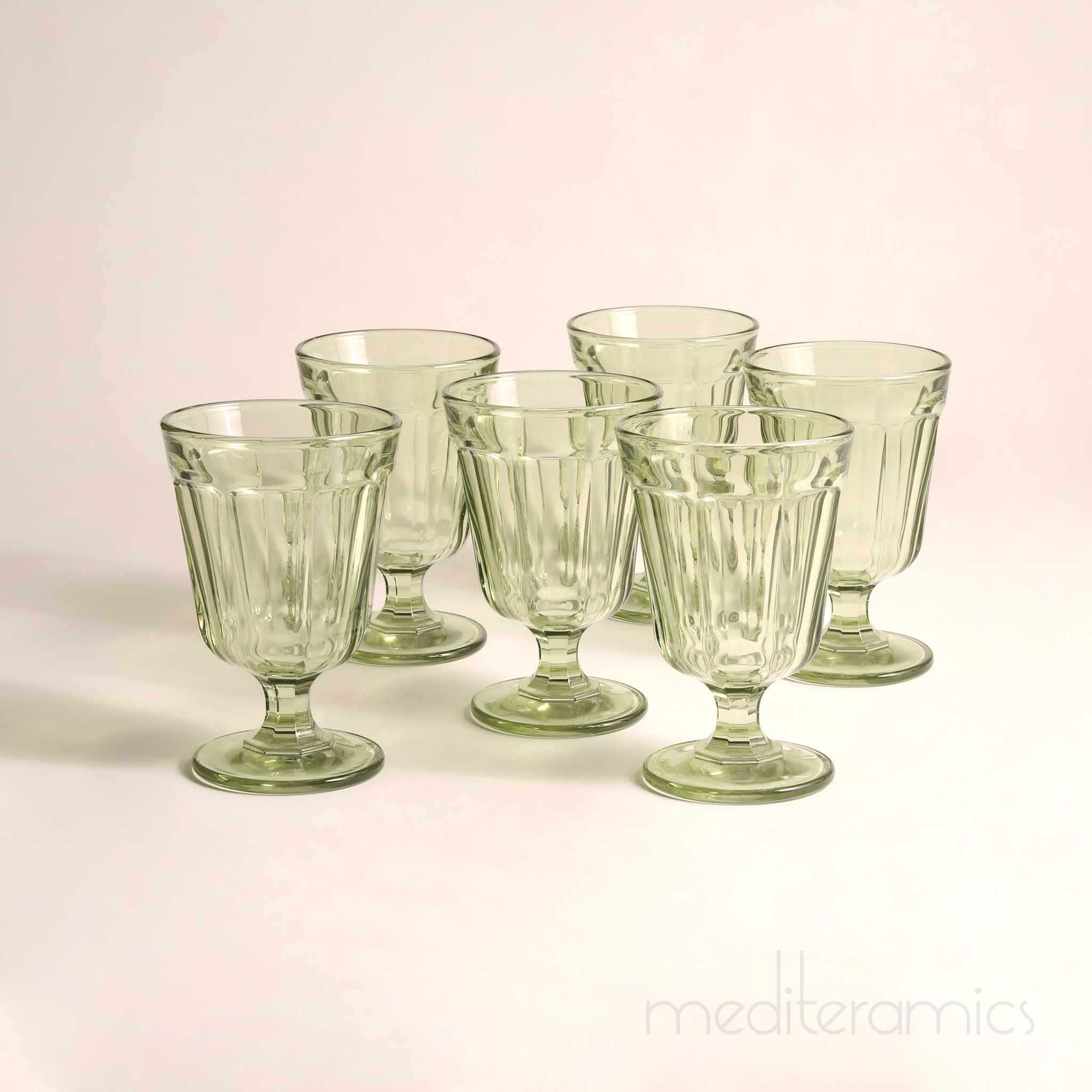 Orivella 6er-Set Wassergläser – getönt, mediterraner Stil | Mediteramics