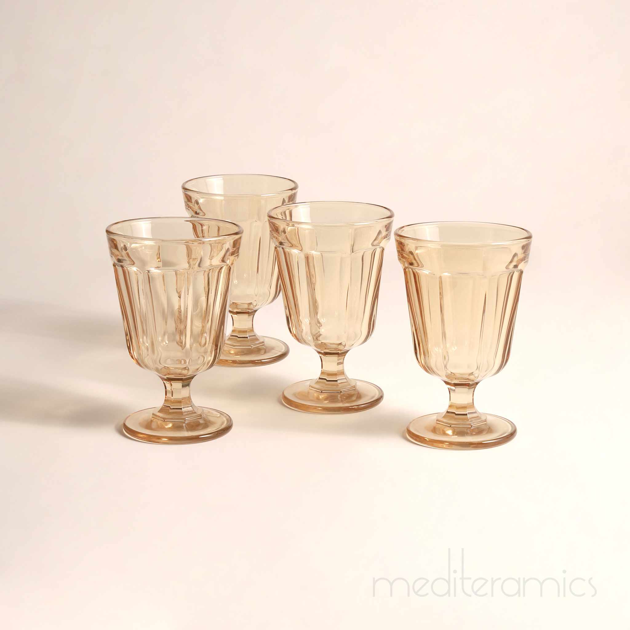 Orivella 4er-Set Wassergläser – getönt, mediterraner Stil | Mediteramics