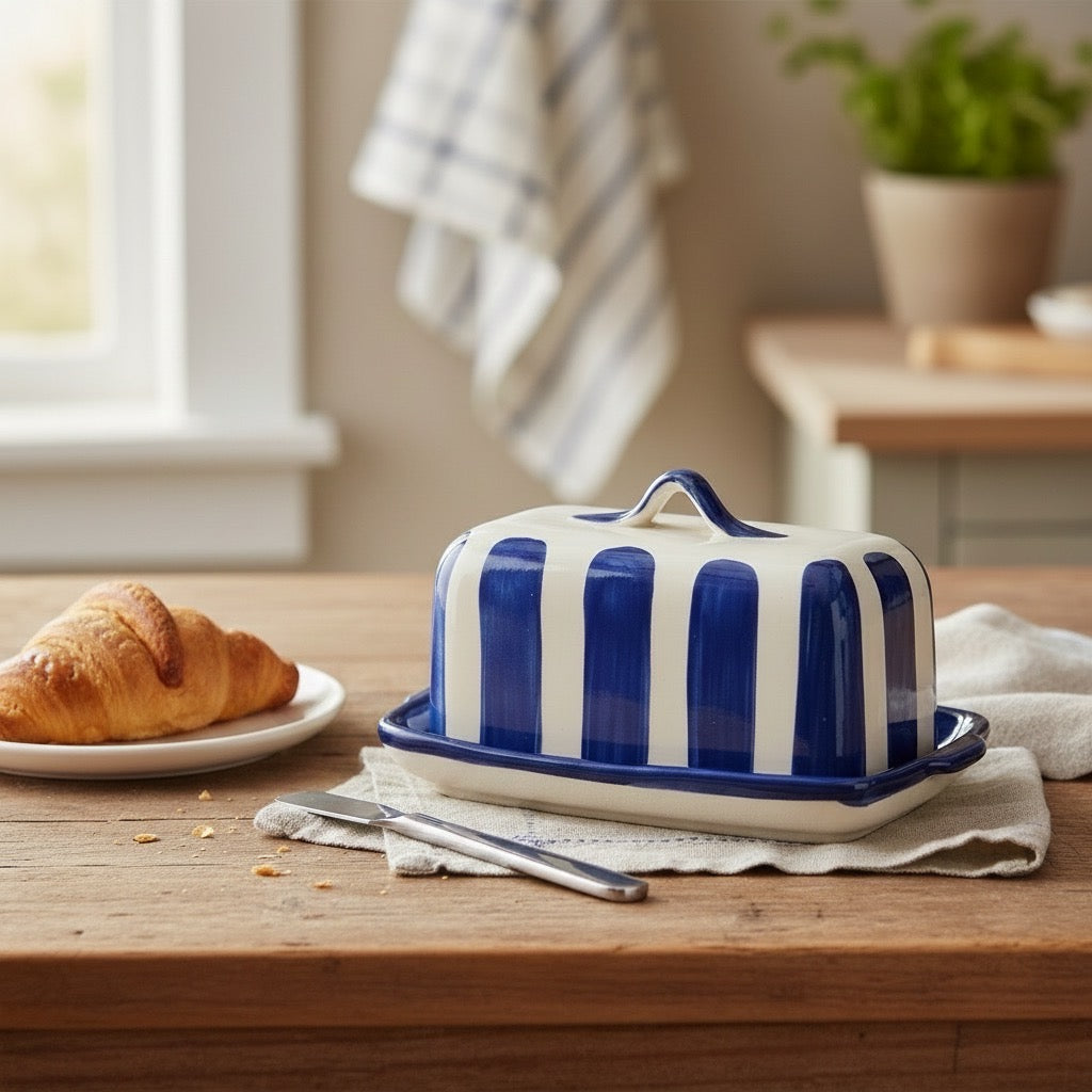 Butterdose blau Keramik