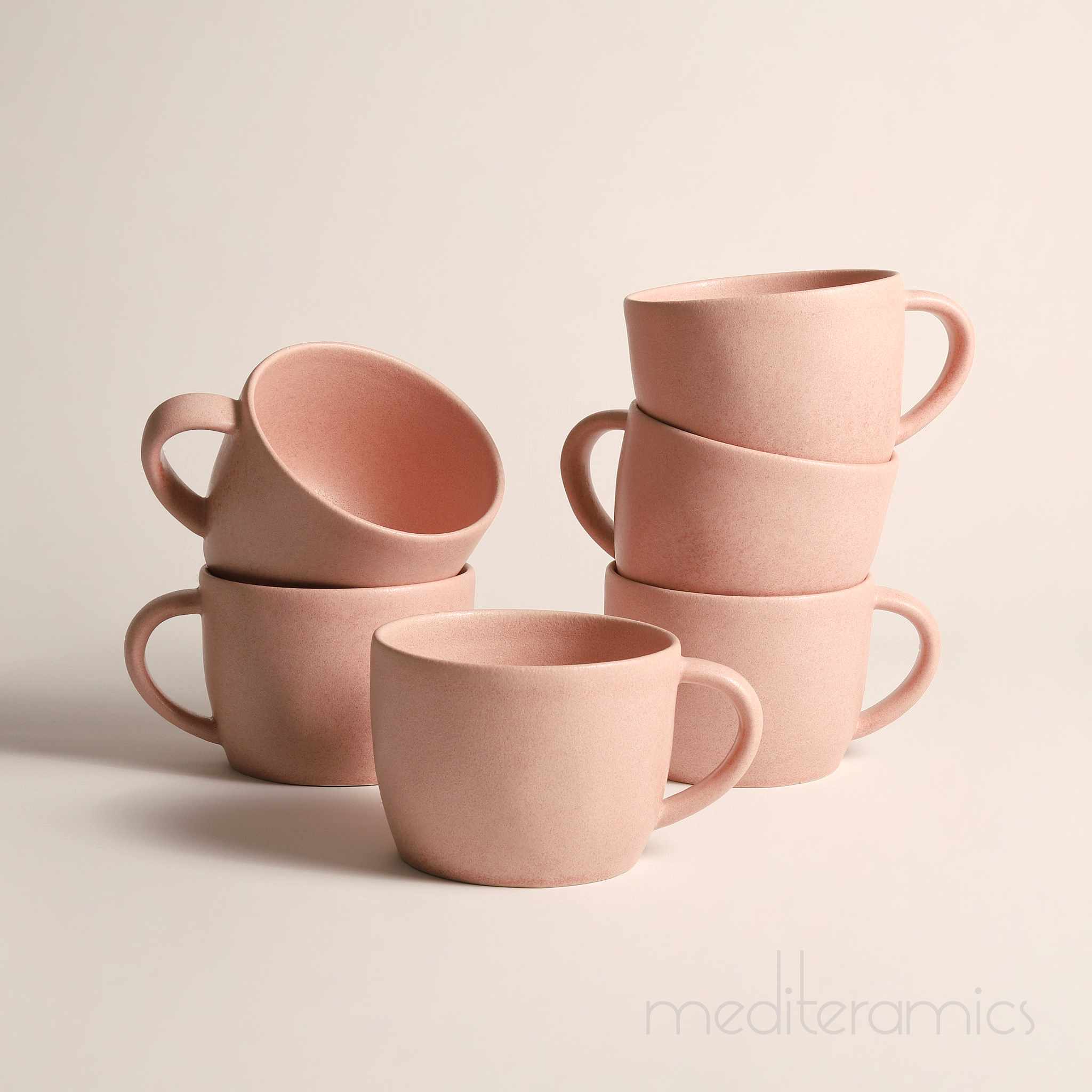 Roseda 6er-Set Kaffeetassen – handgefertigte Keramik aus Portugal | Mediteramics