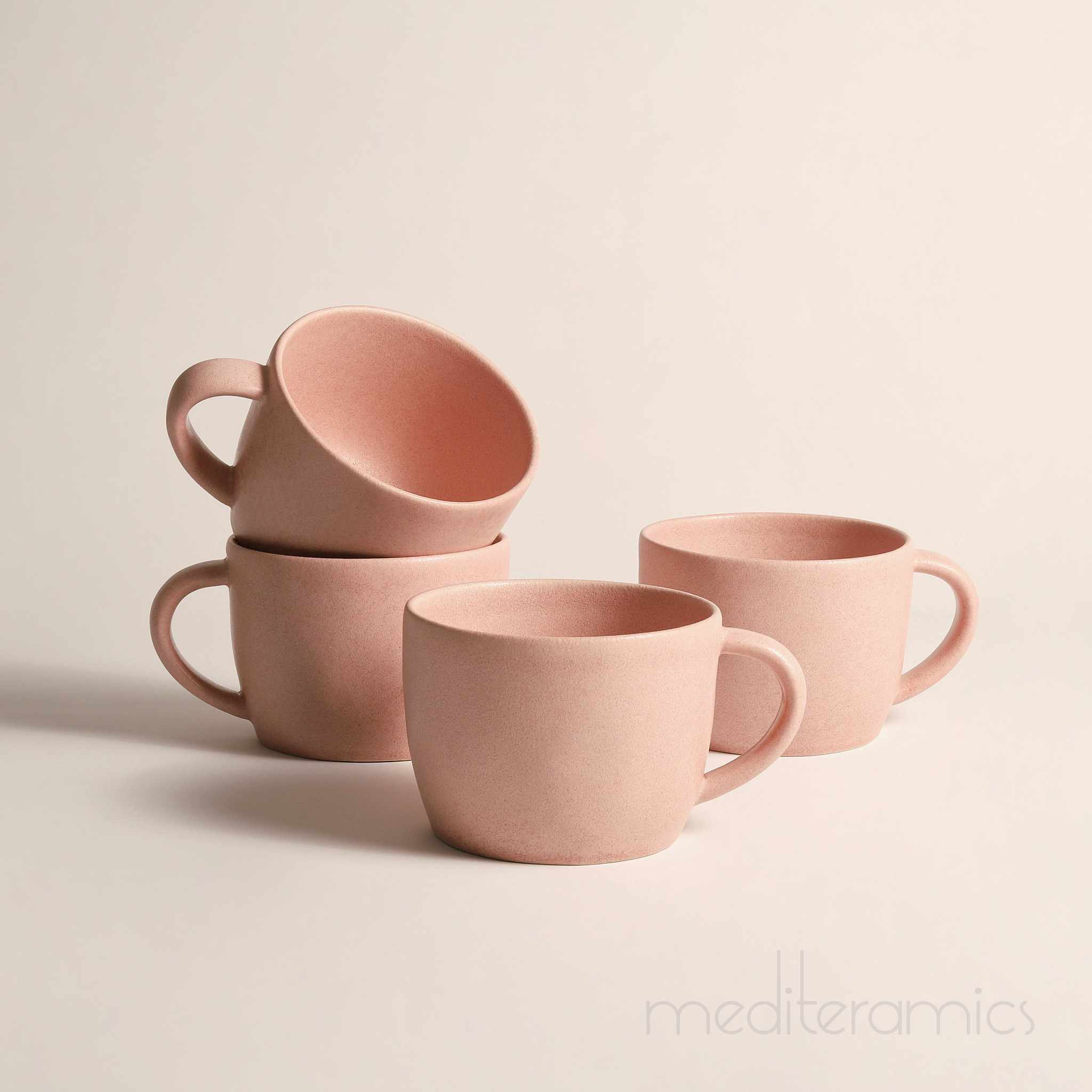 Roseda 4er-Set  Keramiktassen – handgefertigte Keramik aus Portugal | Mediteramics