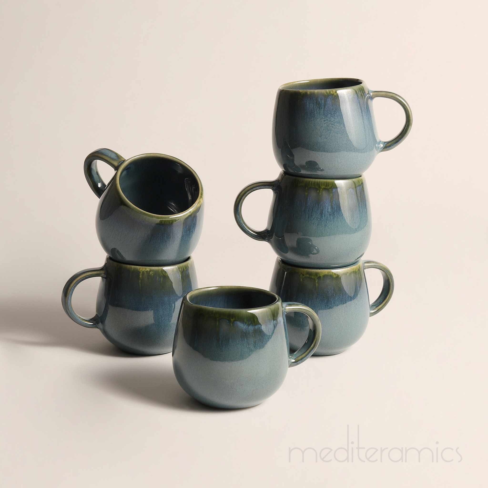 Velmira 6er-Set Kaffeetassen – handgefertigte Keramik aus Portugal | Mediteramics