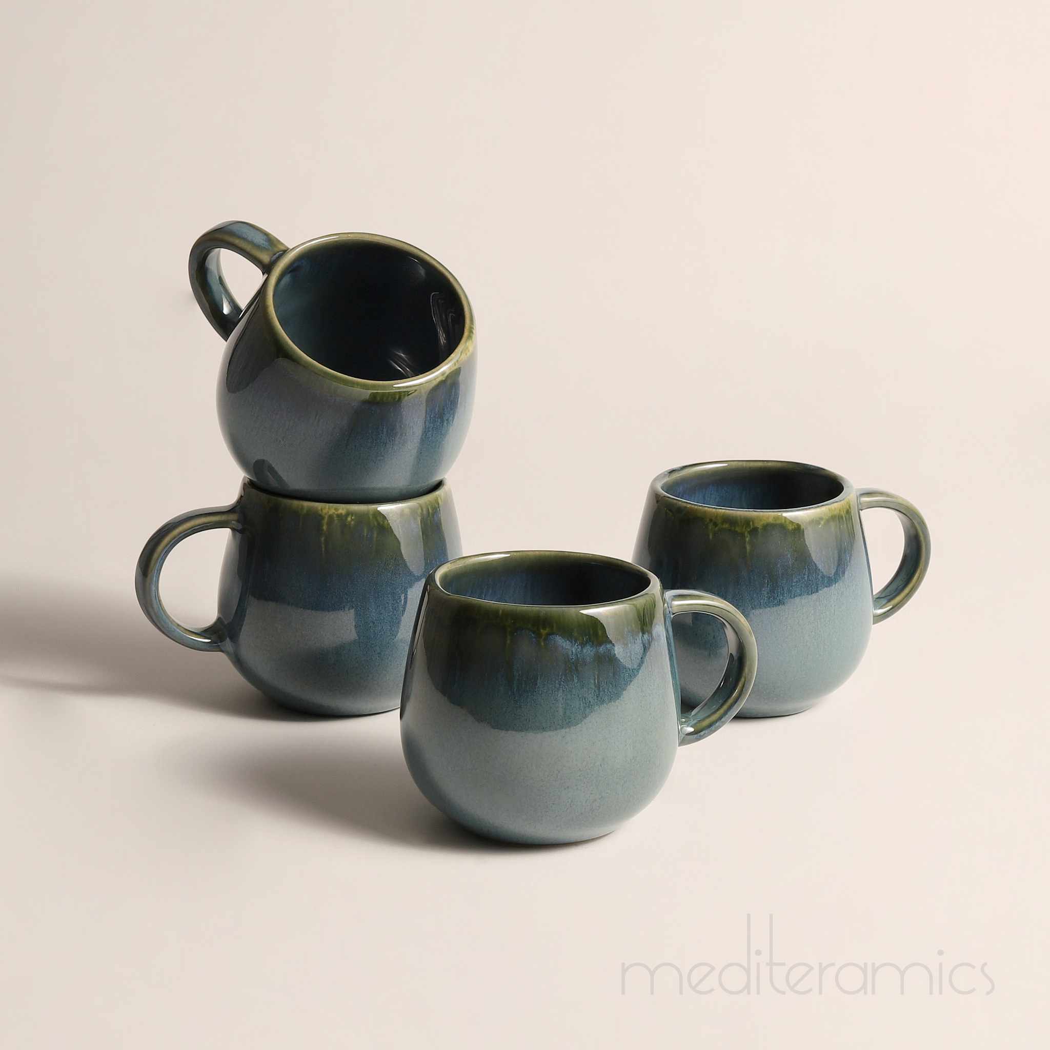 Velmira 4er-Set Kaffee Tassen – handgefertigte Keramik aus Portugal | Mediteramics
